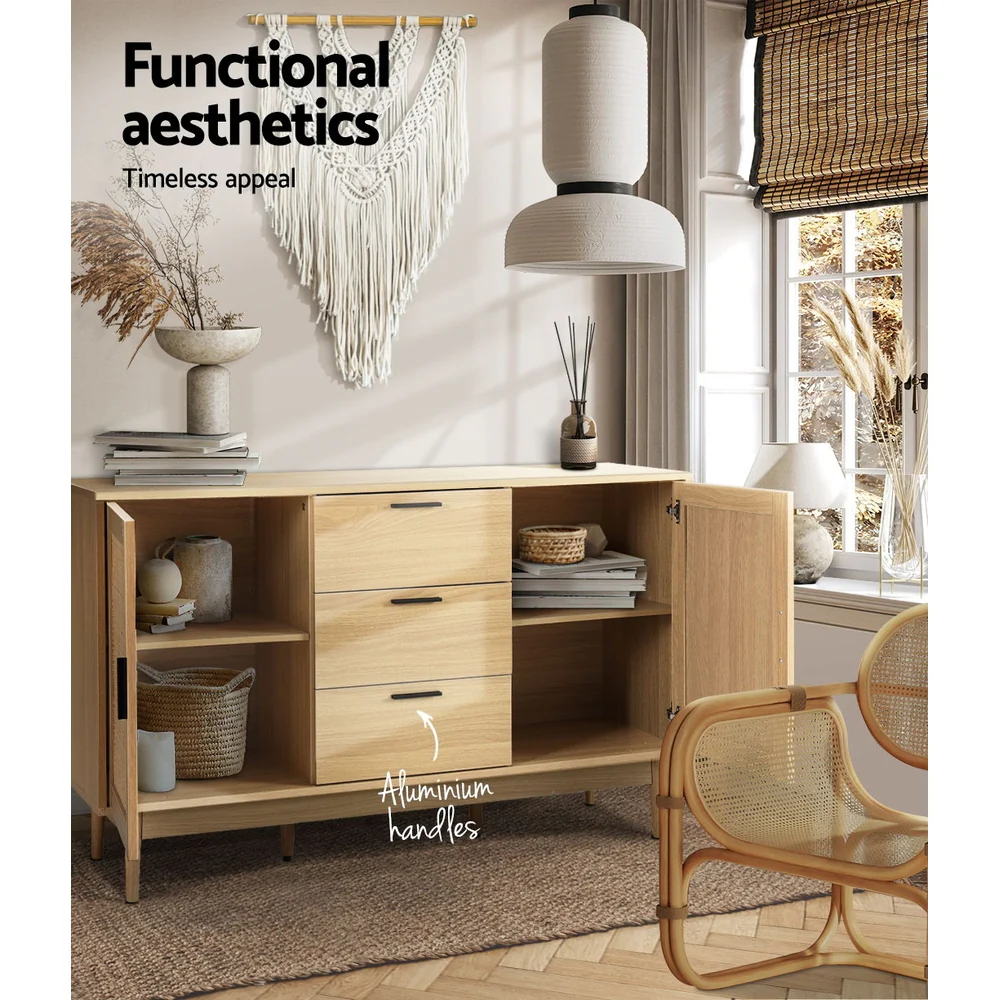 Artiss Rattan Buffet Sideboard - BRIONY Oak - Image 6
