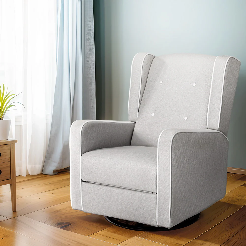 Artiss Recliner Armchair 360??? Swivel Grey Fabric - Image 7
