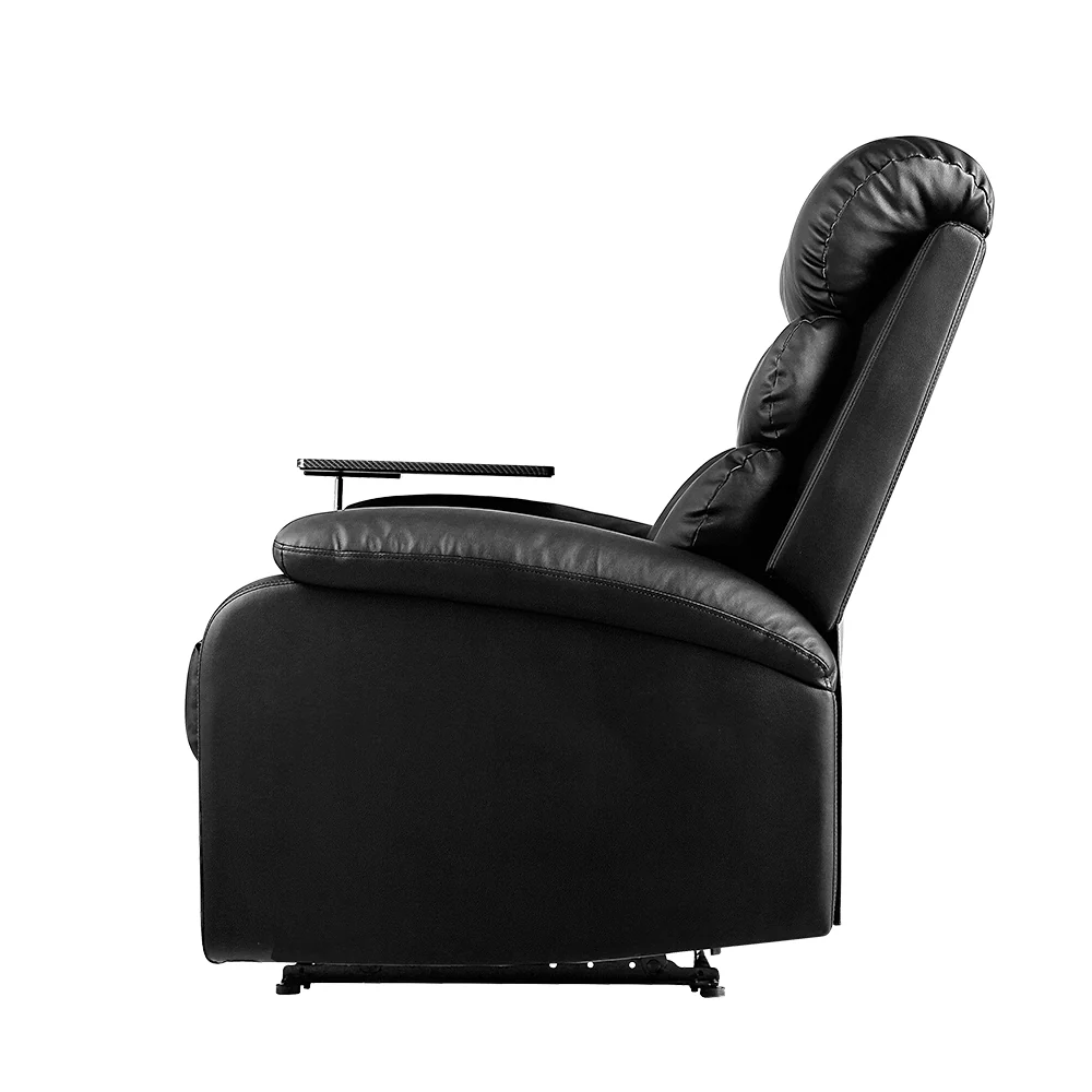 Artiss Recliner Chair Leather Black Tray Table Erika - Image 4