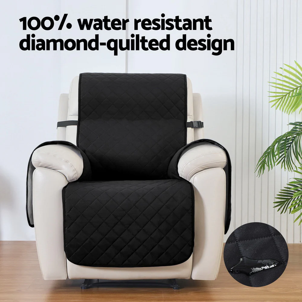 Artiss Recliner Chair Cover 100% Water Resistant Black - Image 4