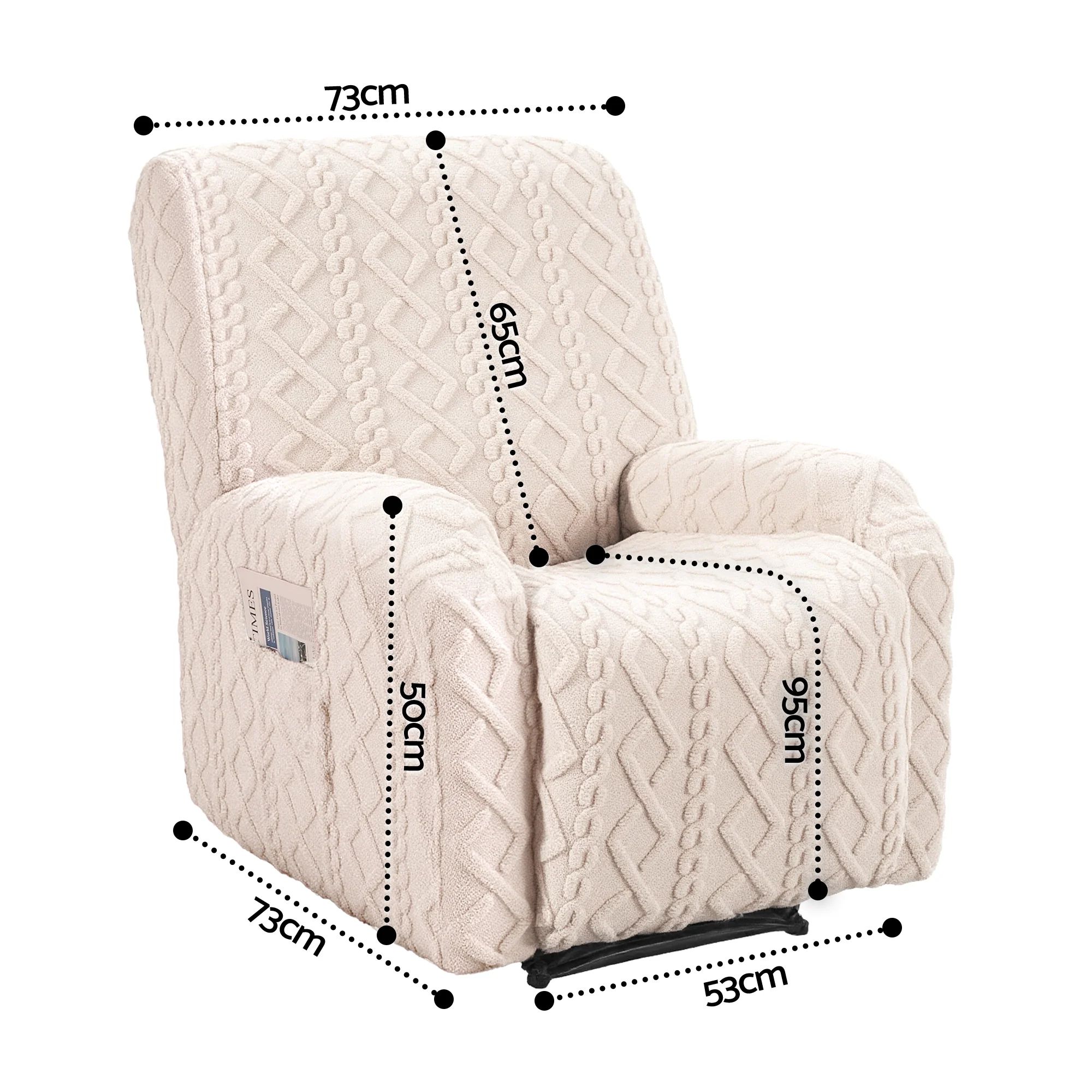Artiss Recliner Chair Covers with Storage Side Pockets Beige - Image 3