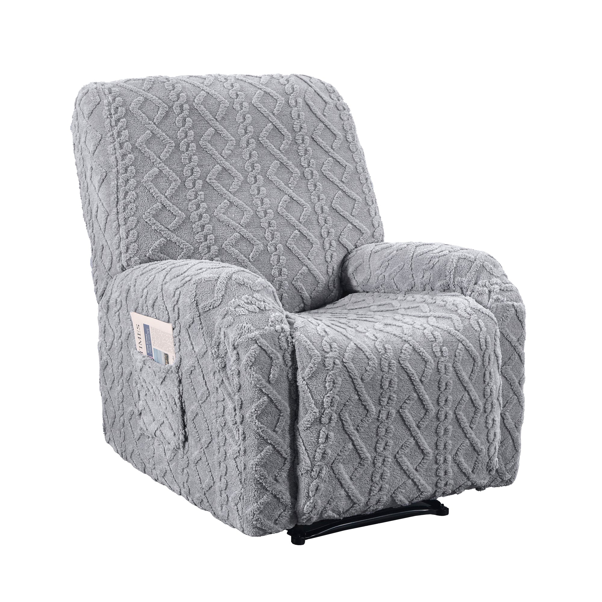 Artiss Recliner Chair Covers with Storage Side Pockets Grey - Image 2