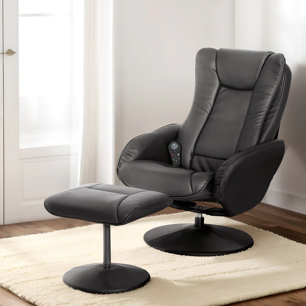 Artiss Recliner Chair Electric Heated Massage Chairs Faux Leather Cobble - Image 7
