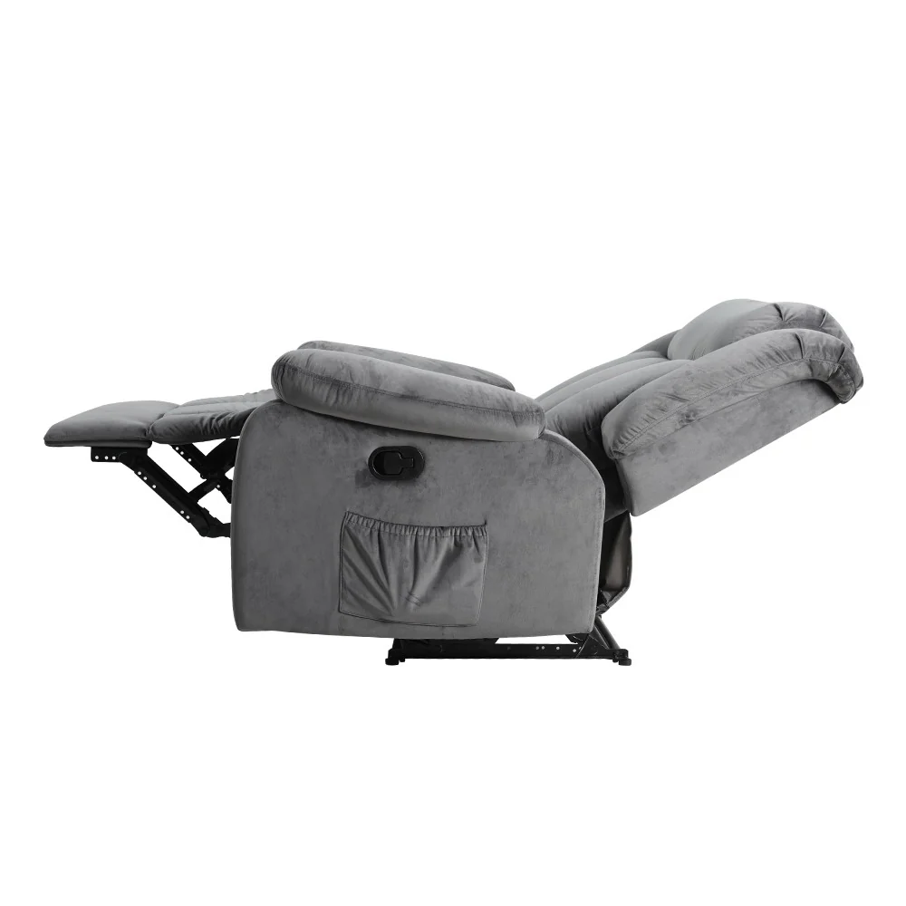 Artiss Recliner Chair Electric Massage Chair Velvet Lounge Sofa Heated Grey - Image 4