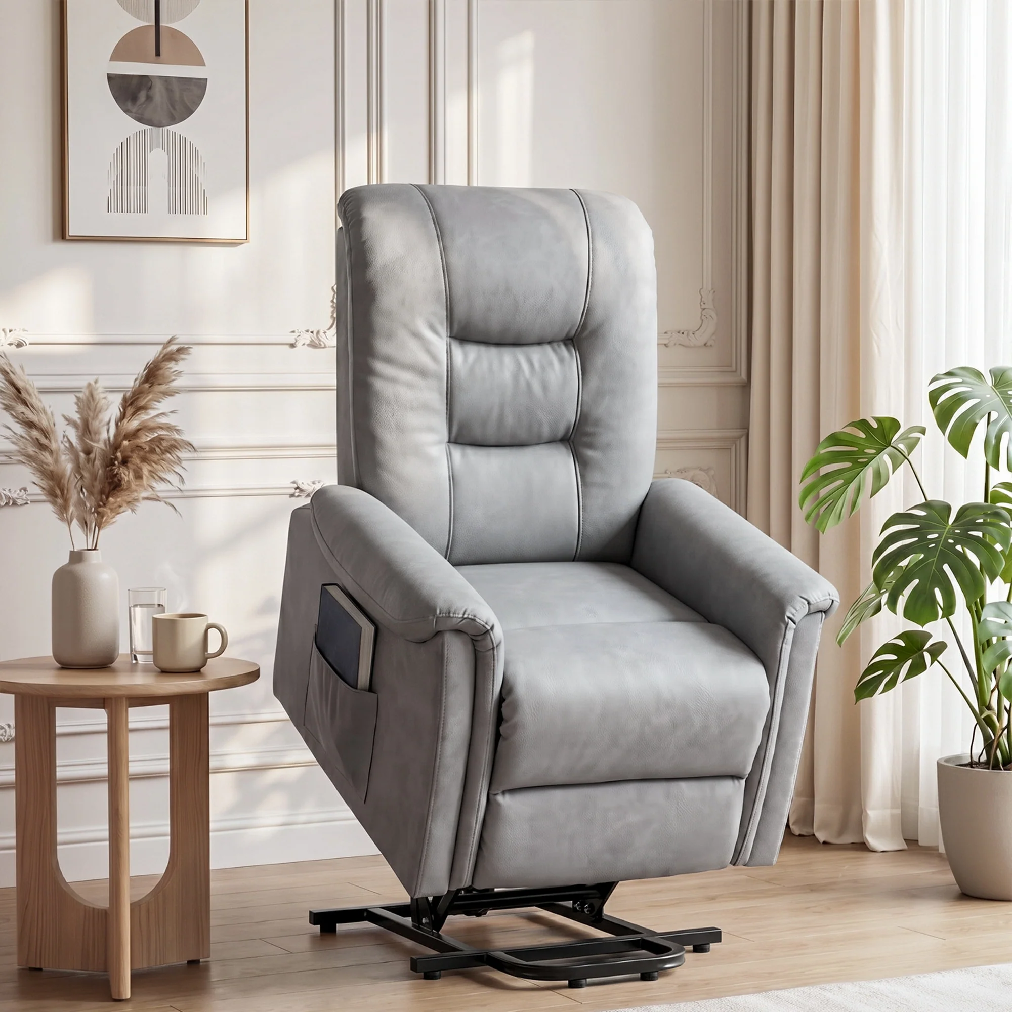 Artiss Recliner Chair Lift Assist Chair Leather Grey