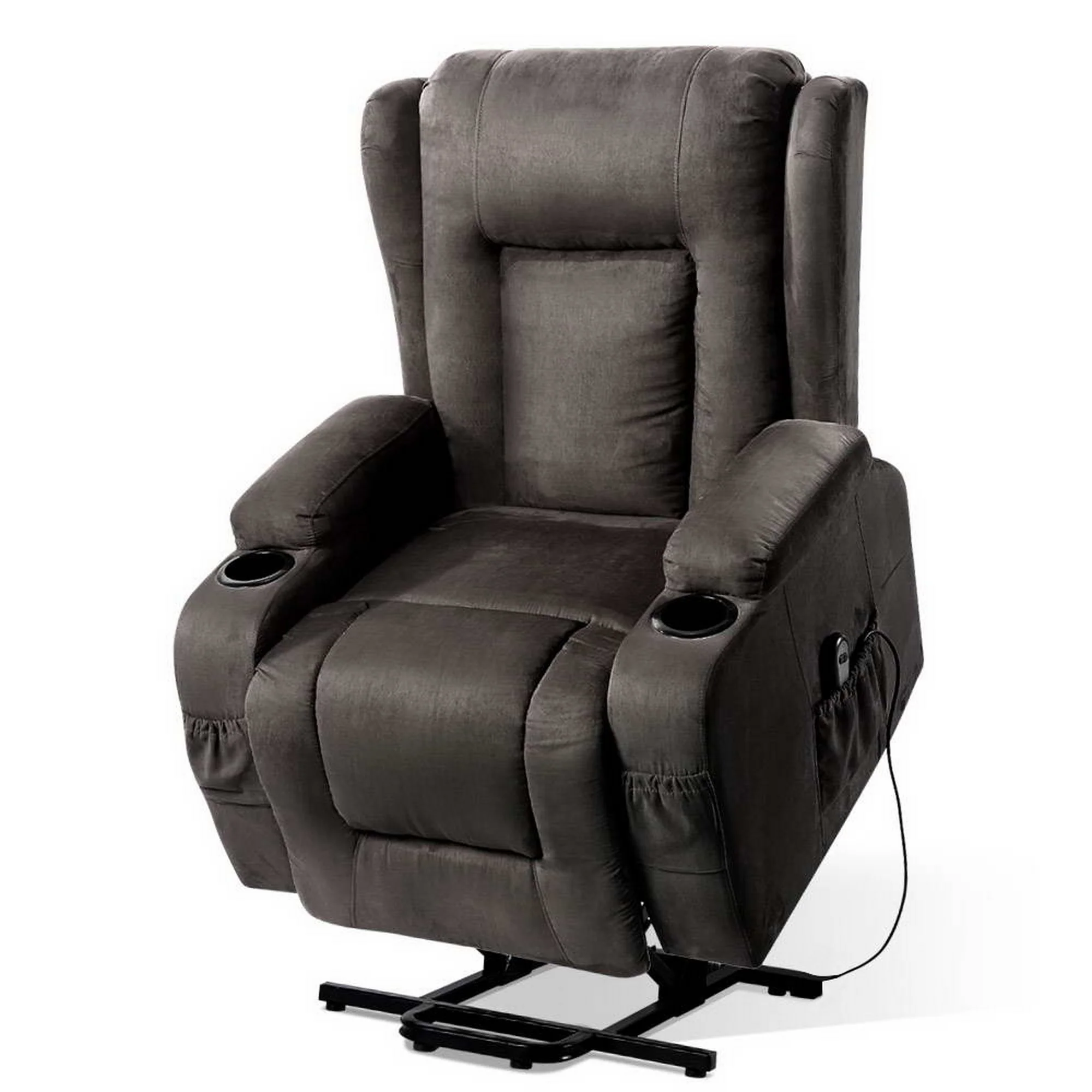 Artiss Recliner Chair Lift Assist Heated Massage Chair Velvet Rukwa - Image 2