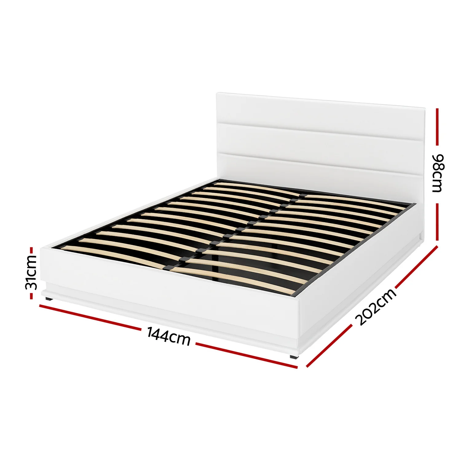 Artiss Bed Frame Double Size LED Gas Lift White LUMI - Image 3