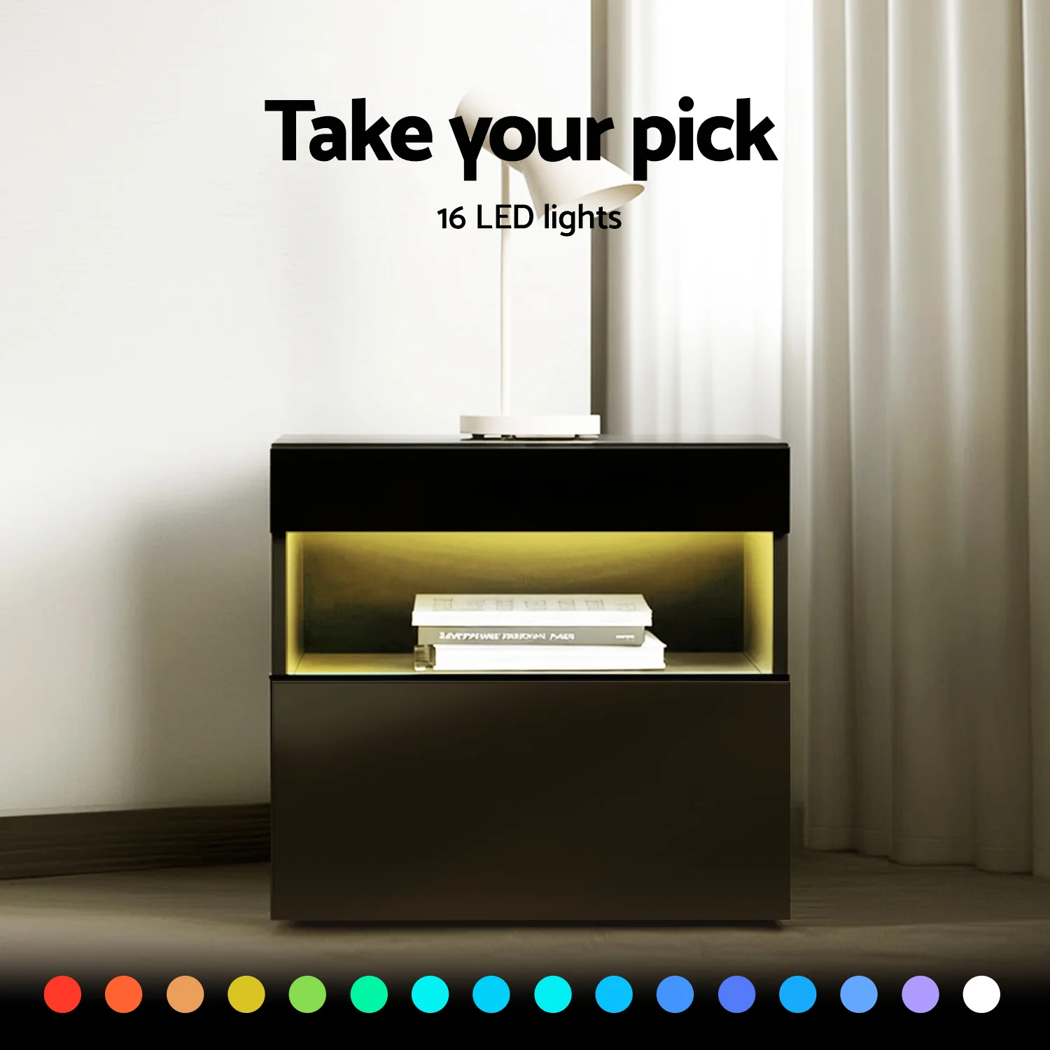 Artiss RGB LED Double Bed Frame with Beside Table Set 16 Colour Mood Lighting - Image 7