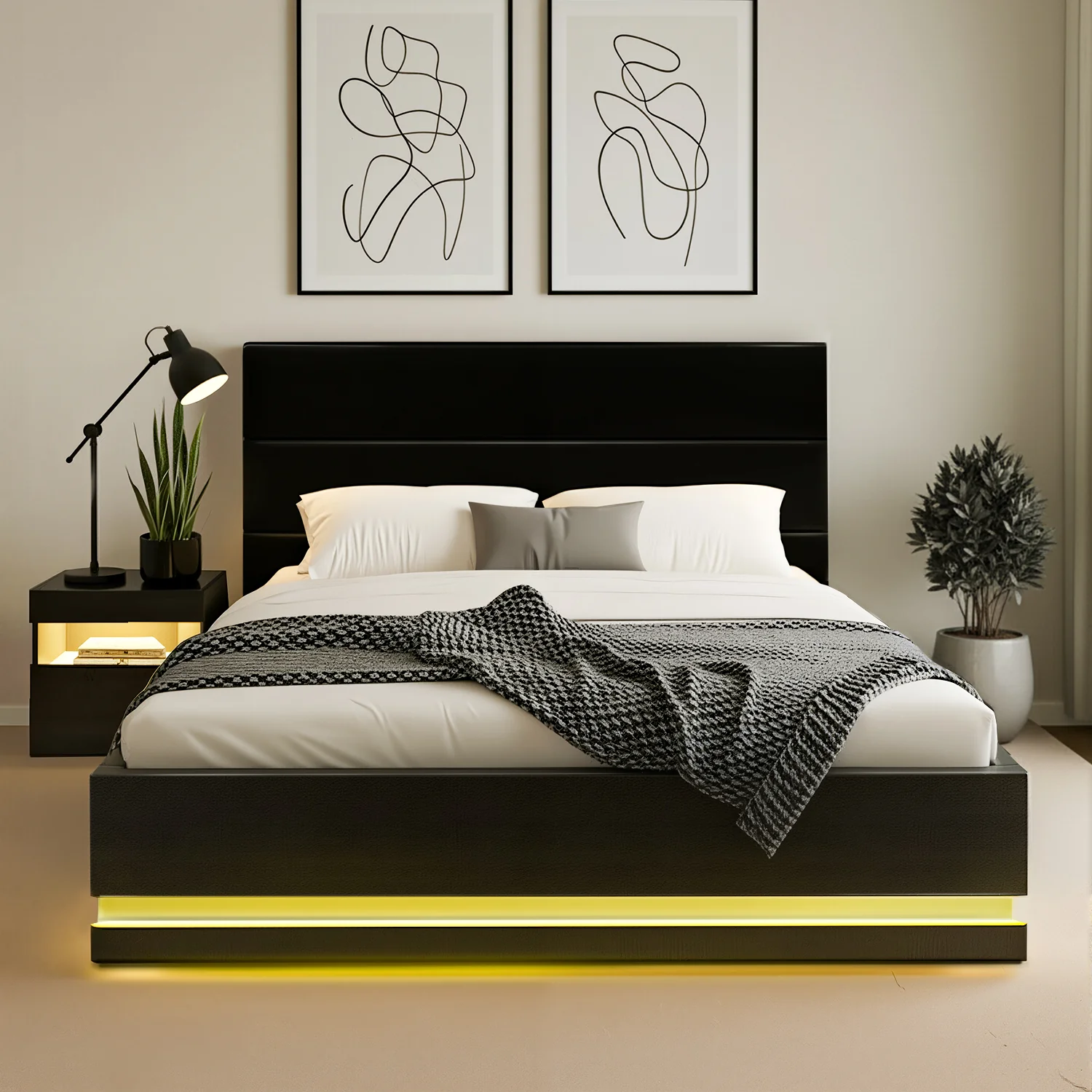 Artiss RGB LED Double Bed Frame with Beside Table Set 16 Colour Mood Lighting - Image 8
