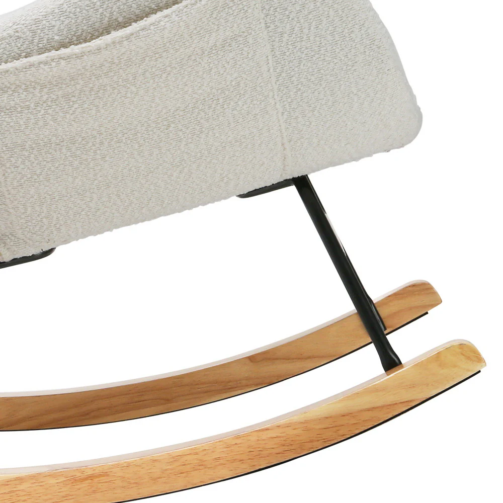 Artiss Rocking Chair Armchair Pillow Boucle White - Image 4