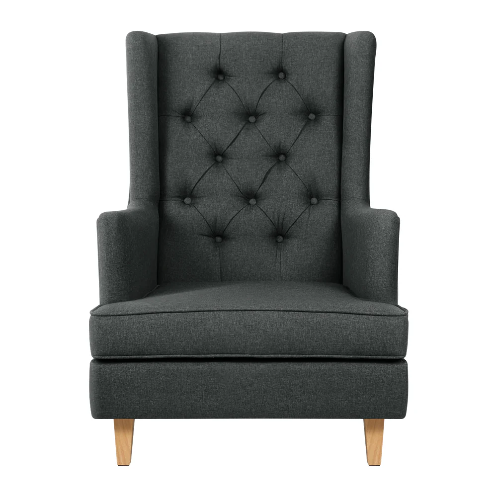 Artiss Rocking Chair Armchair Linen Fabric Charcoal Gaia - Image 3