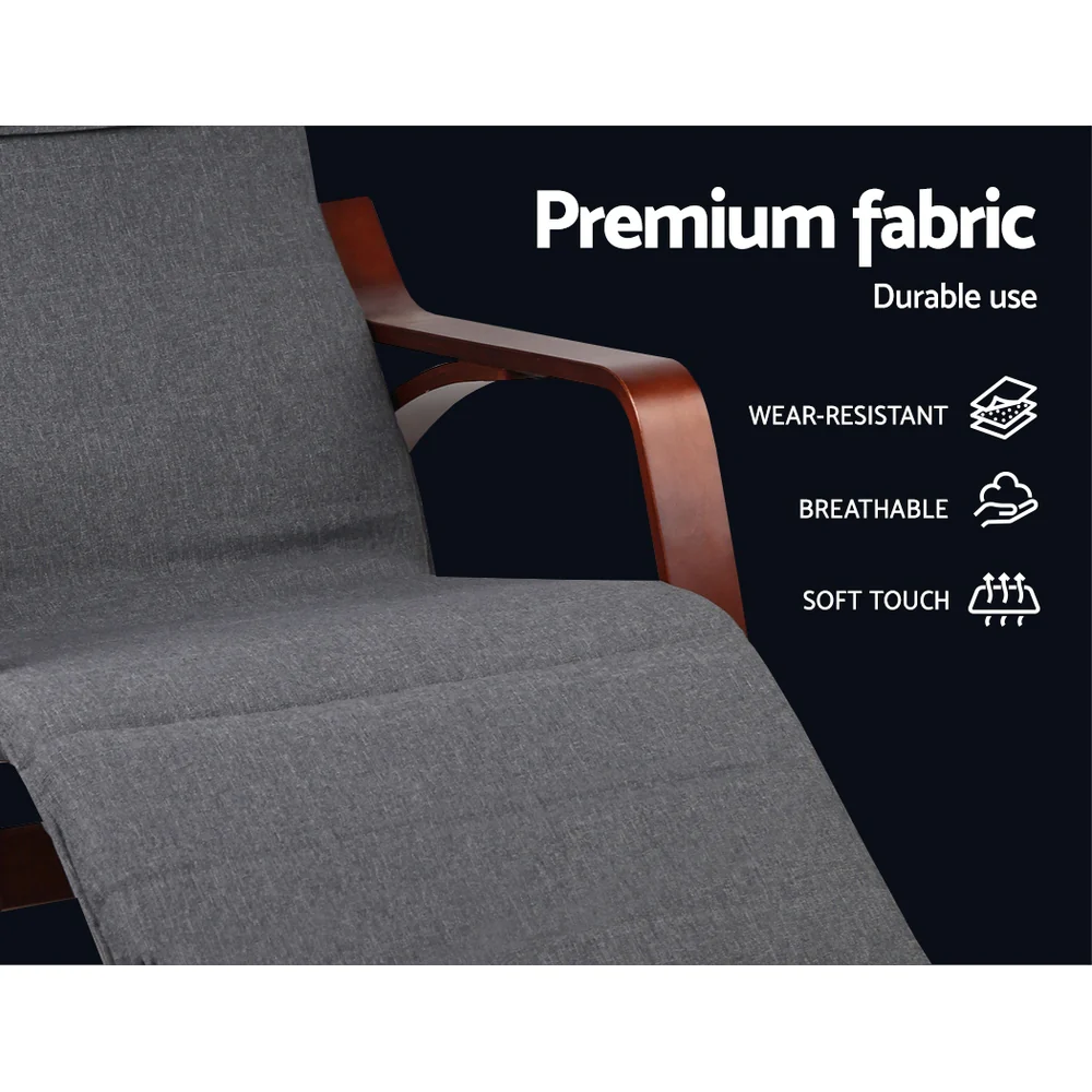 Artiss Rocking Armchair Footrest Nursing Charcoal Afton - Image 6