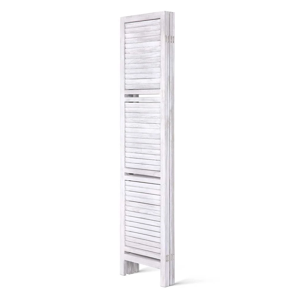 Artiss 4 Panel Room Divider Screen 163x170cm Shelf White - Image 5