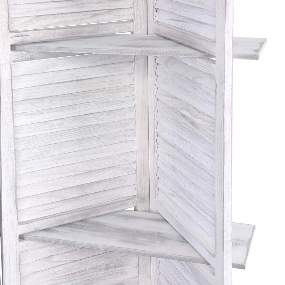 Artiss 4 Panel Room Divider Screen 163x170cm Shelf White - Image 6