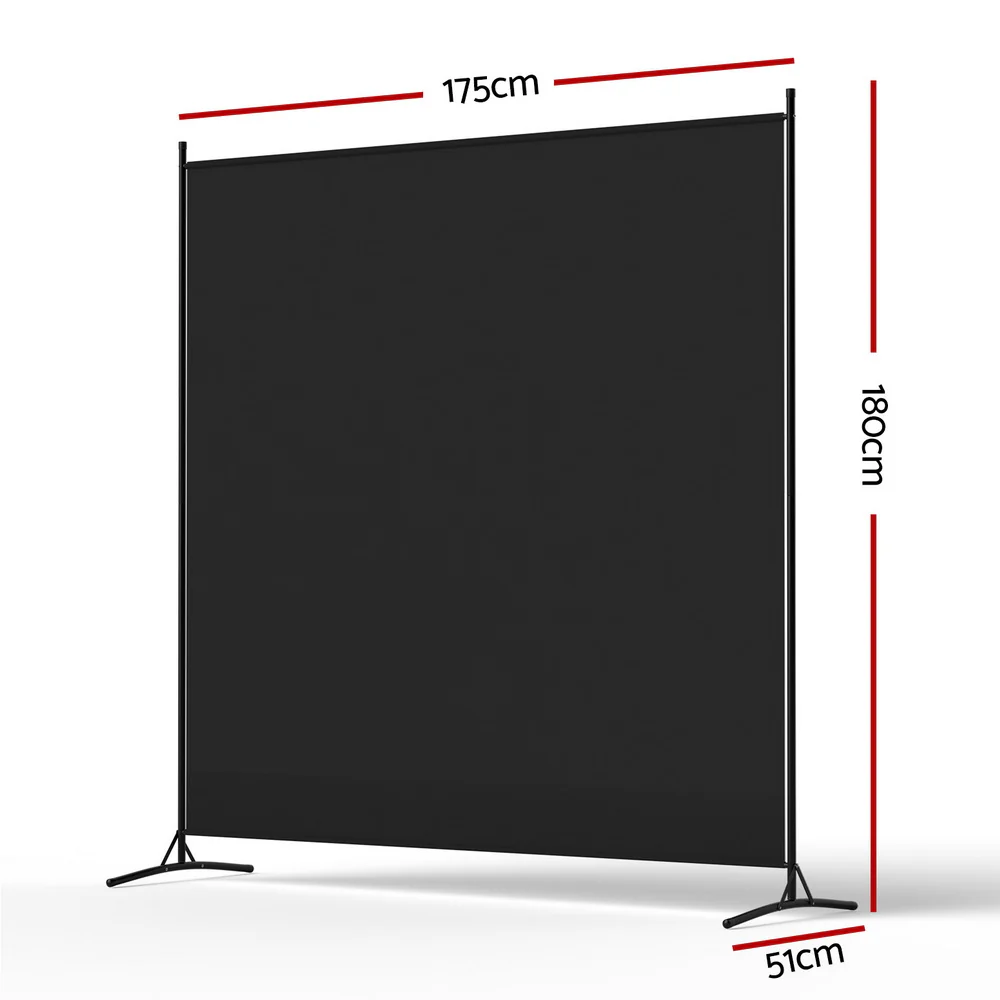 Artiss Room Divider Screen 175x180cm Fabric Black - Image 2