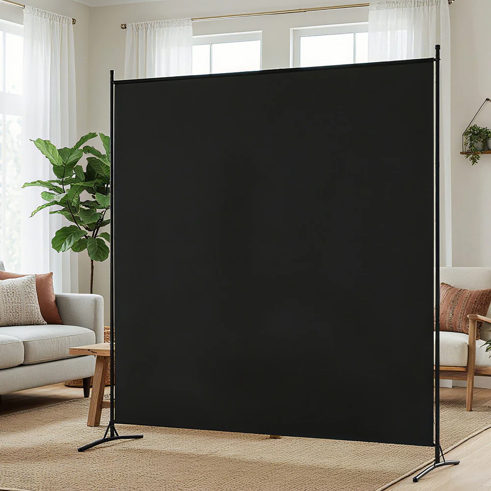 Artiss Room Divider Screen 175x180cm Fabric Black - Image 7