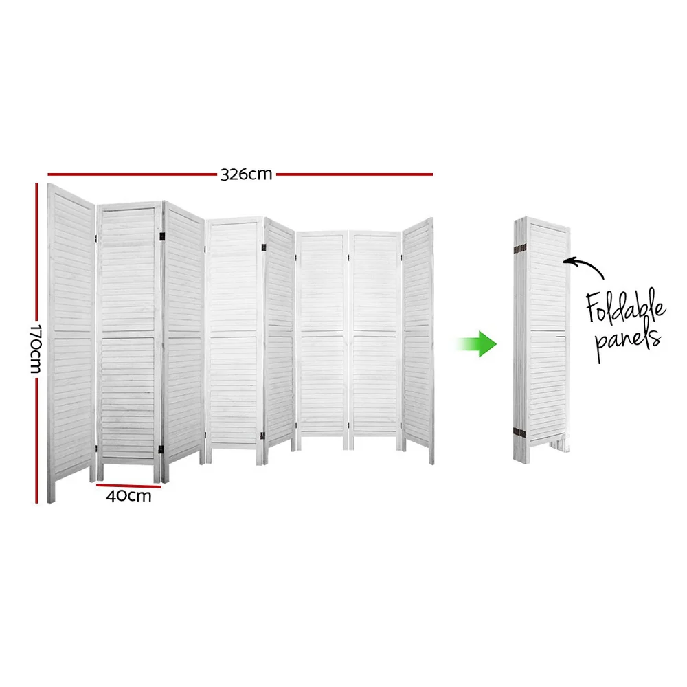 Artiss 8 Panel Room Divider Screen 326x170cm Louver White - Image 7