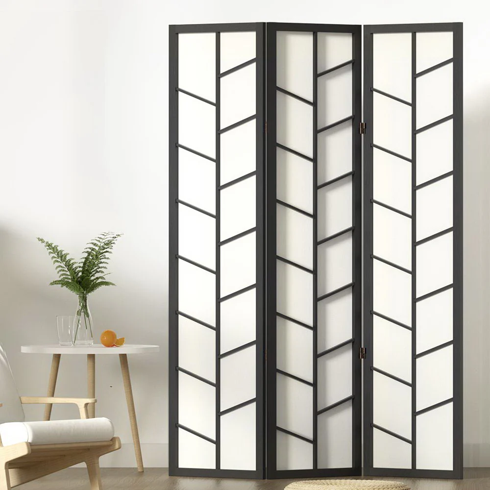 Artiss Room Divider Screen Privacy Wood Dividers Stand 3 Panel Archer Archer Black - Image 8