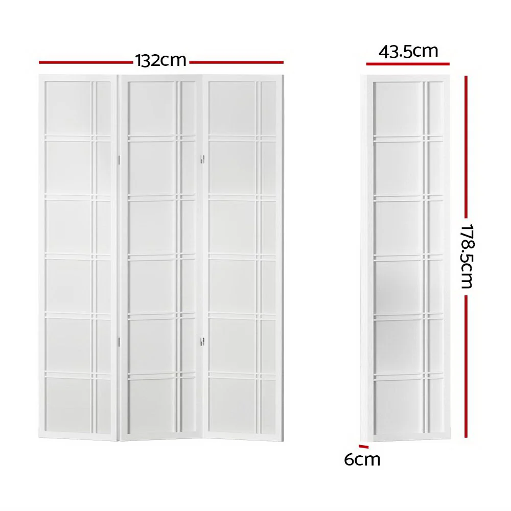 Artiss 3 Panel Room Divider Screen 132x179cm Nova White - Image 2
