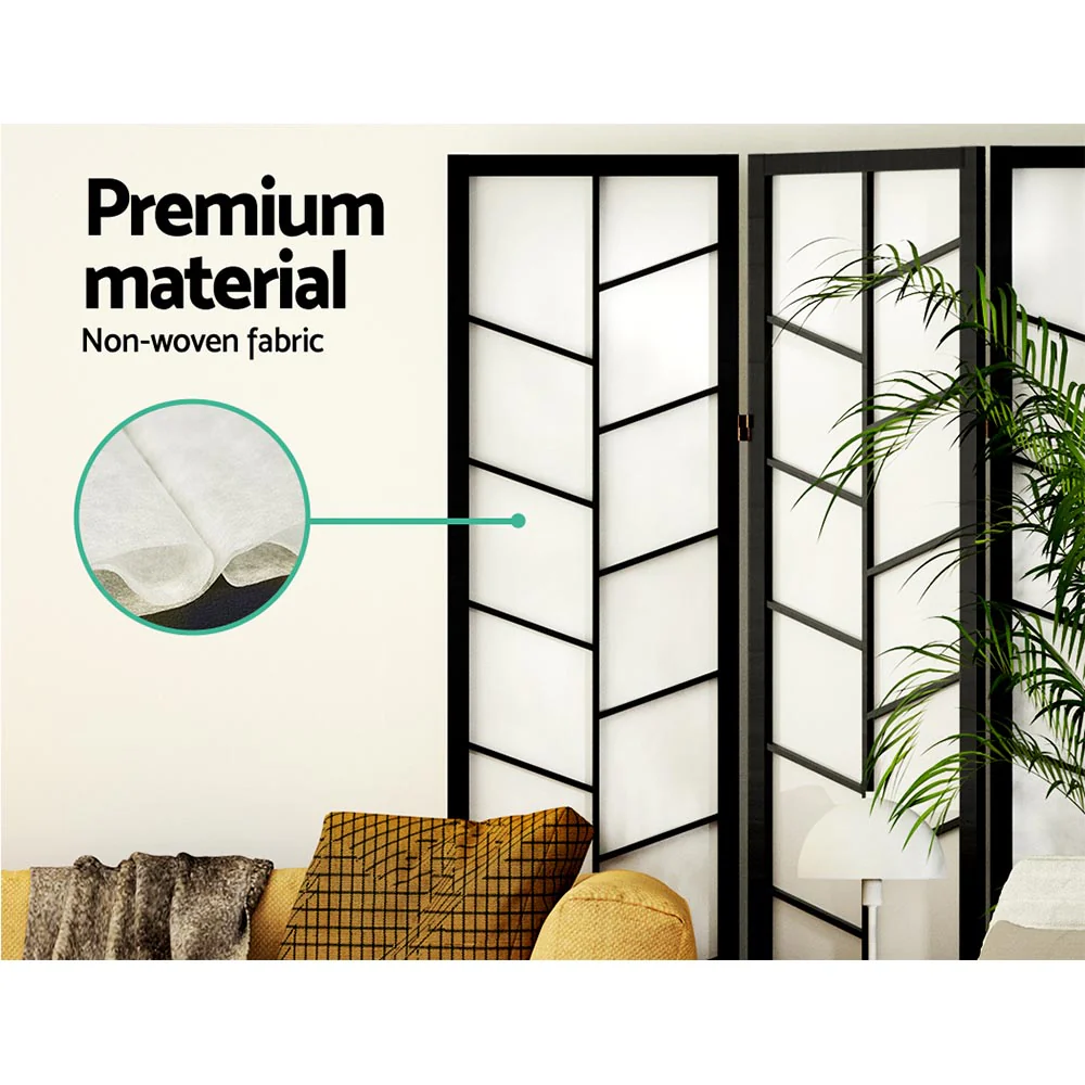 Artiss Room Divider Screen Privacy Wood Dividers Stand 6 Panel Archer Black - Image 7