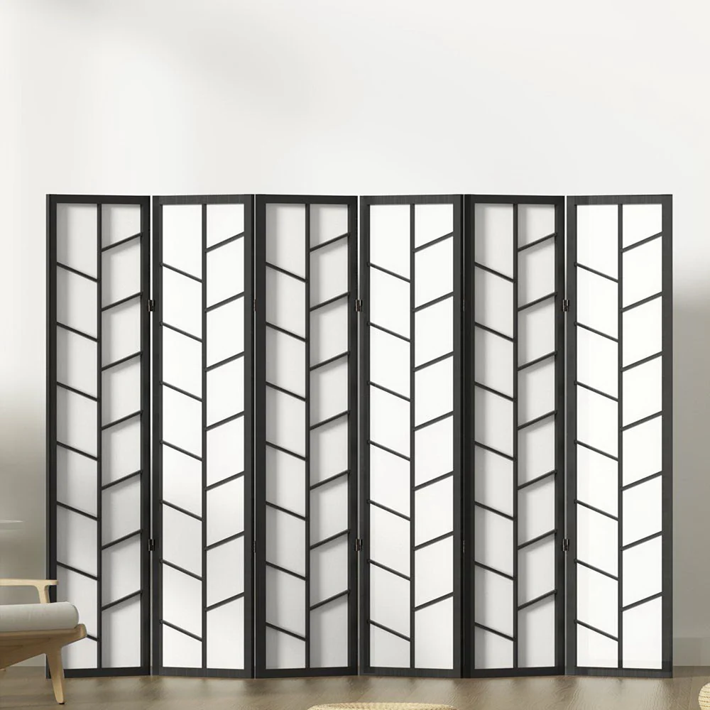 Artiss Room Divider Screen Privacy Wood Dividers Stand 6 Panel Archer Black - Image 8