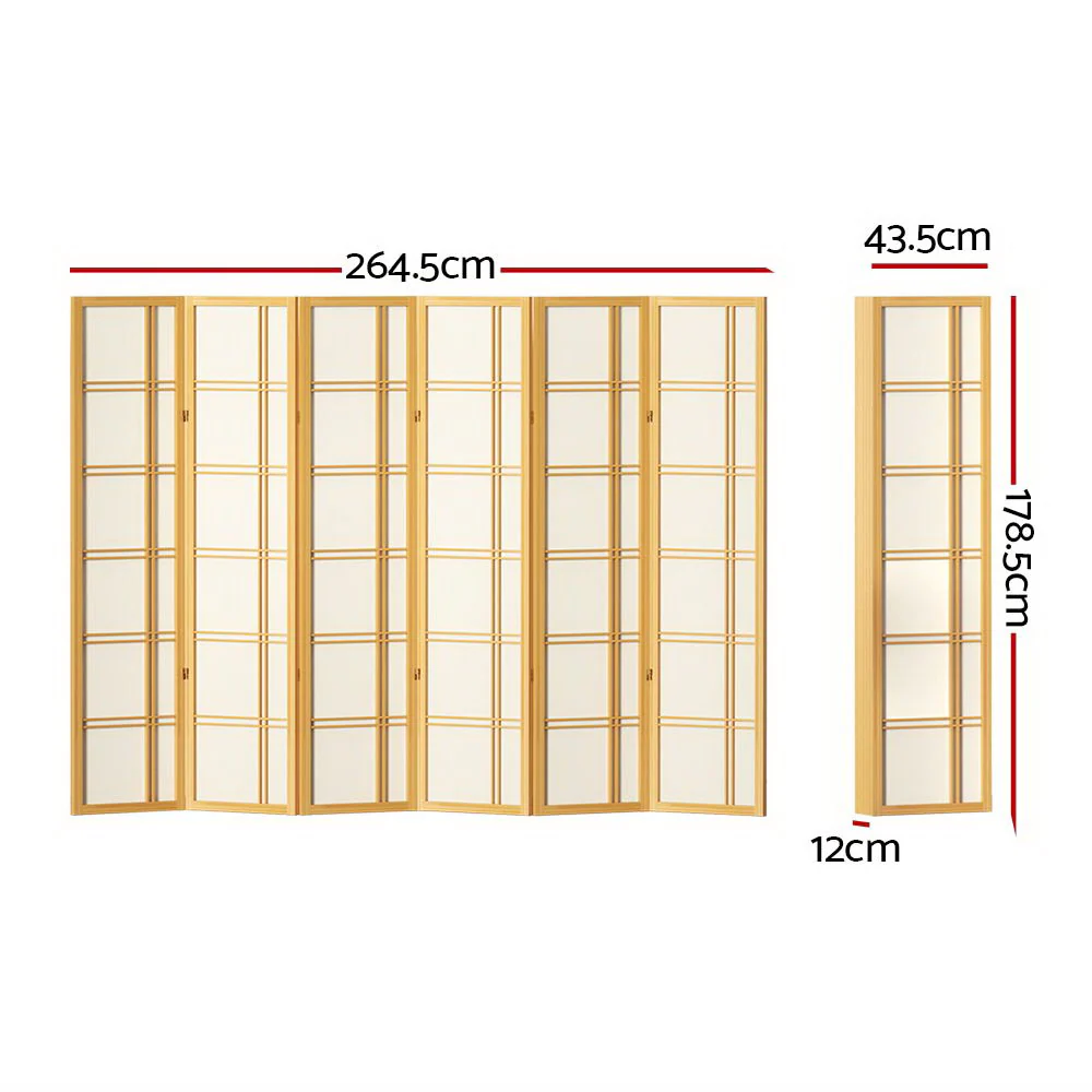 Artiss 6 Panel Room Divider Screen 265x179cm Nova Natural - Image 3