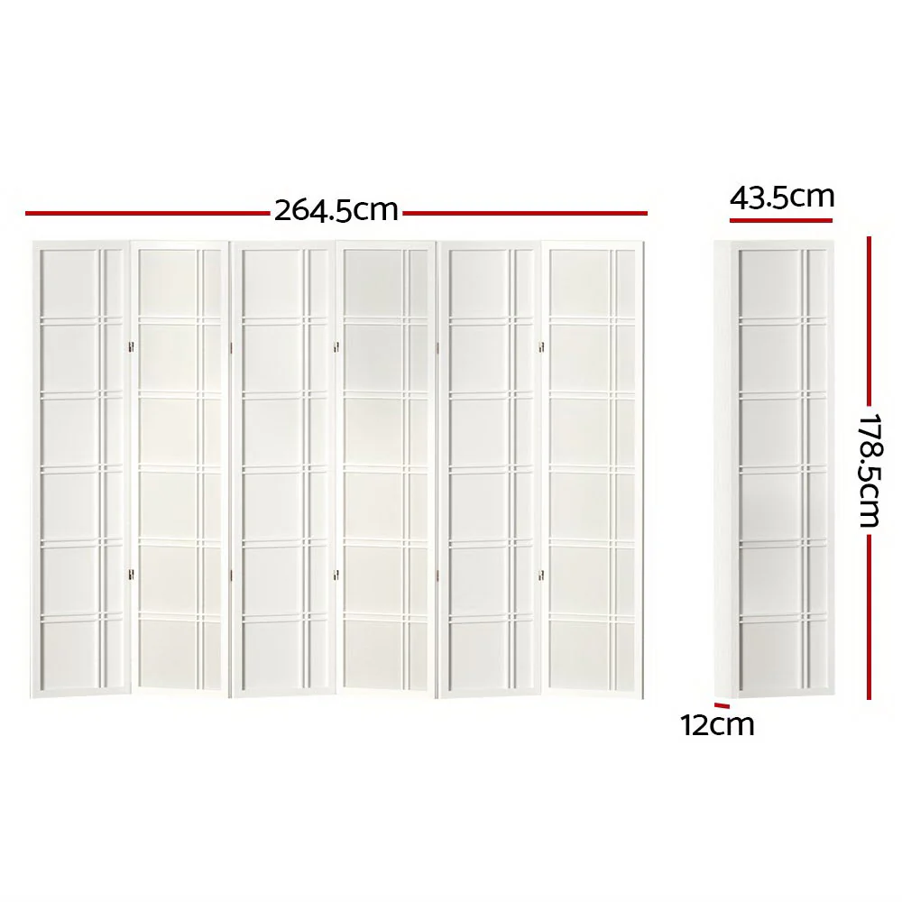 Artiss 6 Panel Room Divider Screen 265x179cm Nova White - Image 3