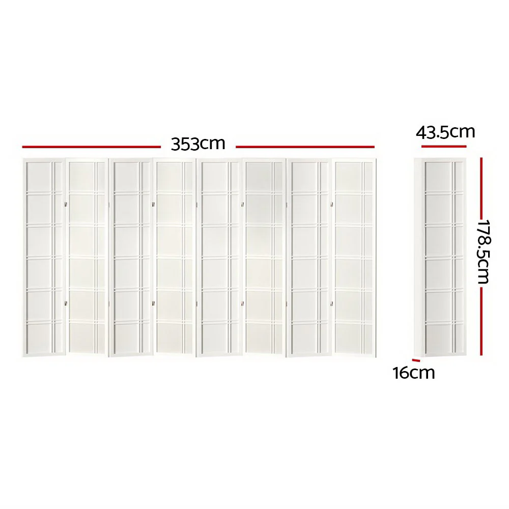 Artiss 8 Panel Room Divider Screen 353x179cm Nova White - Image 3