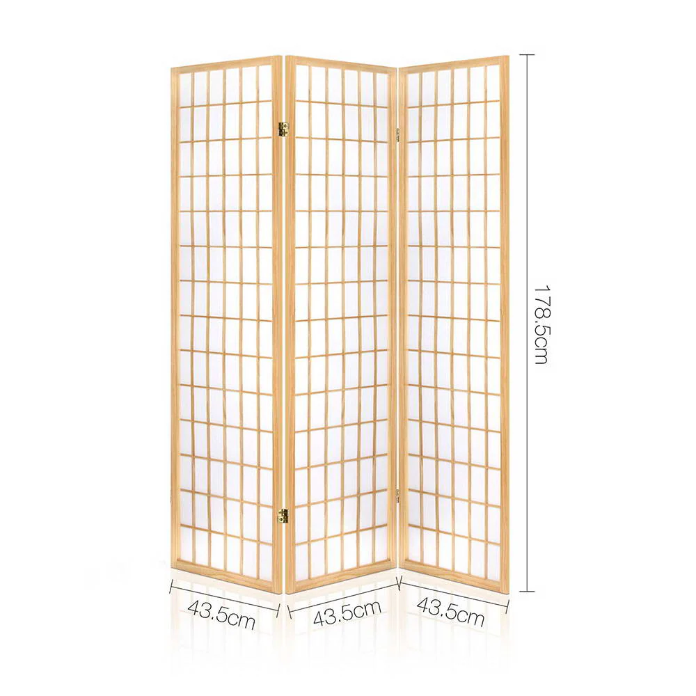 Artiss 3 Panel Room Divider Screen 131x179cm Natural - Image 2
