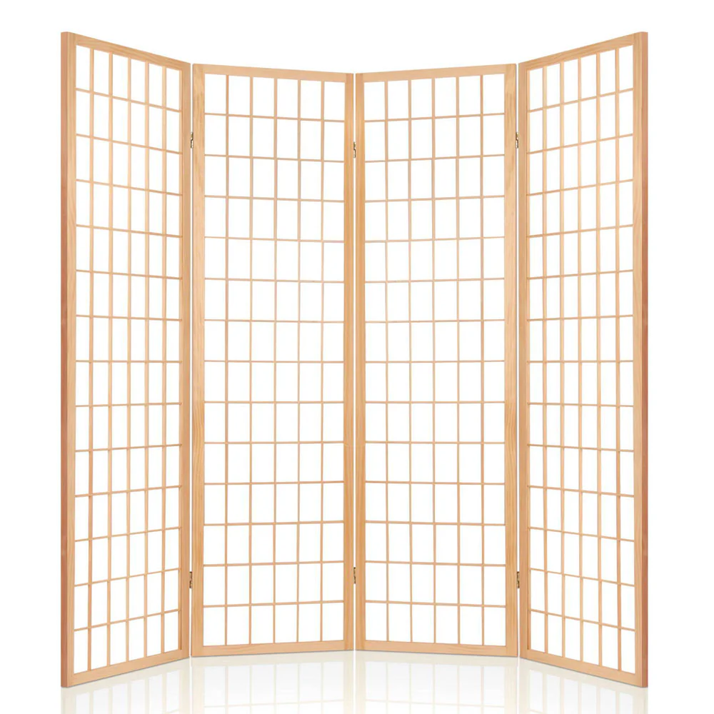 Artiss 4 Panel Room Divider Screen 174x179cm Natural - Image 5