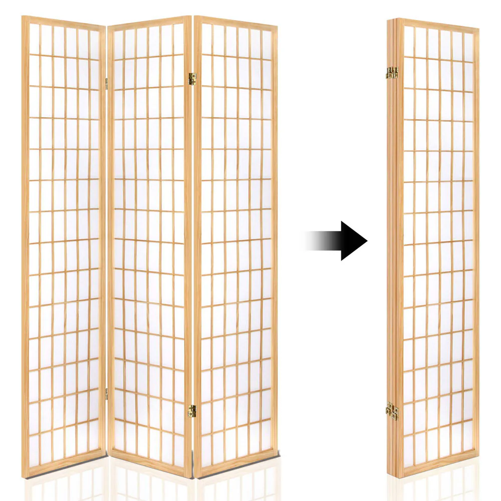 Artiss 4 Panel Room Divider Screen 174x179cm Natural - Image 6