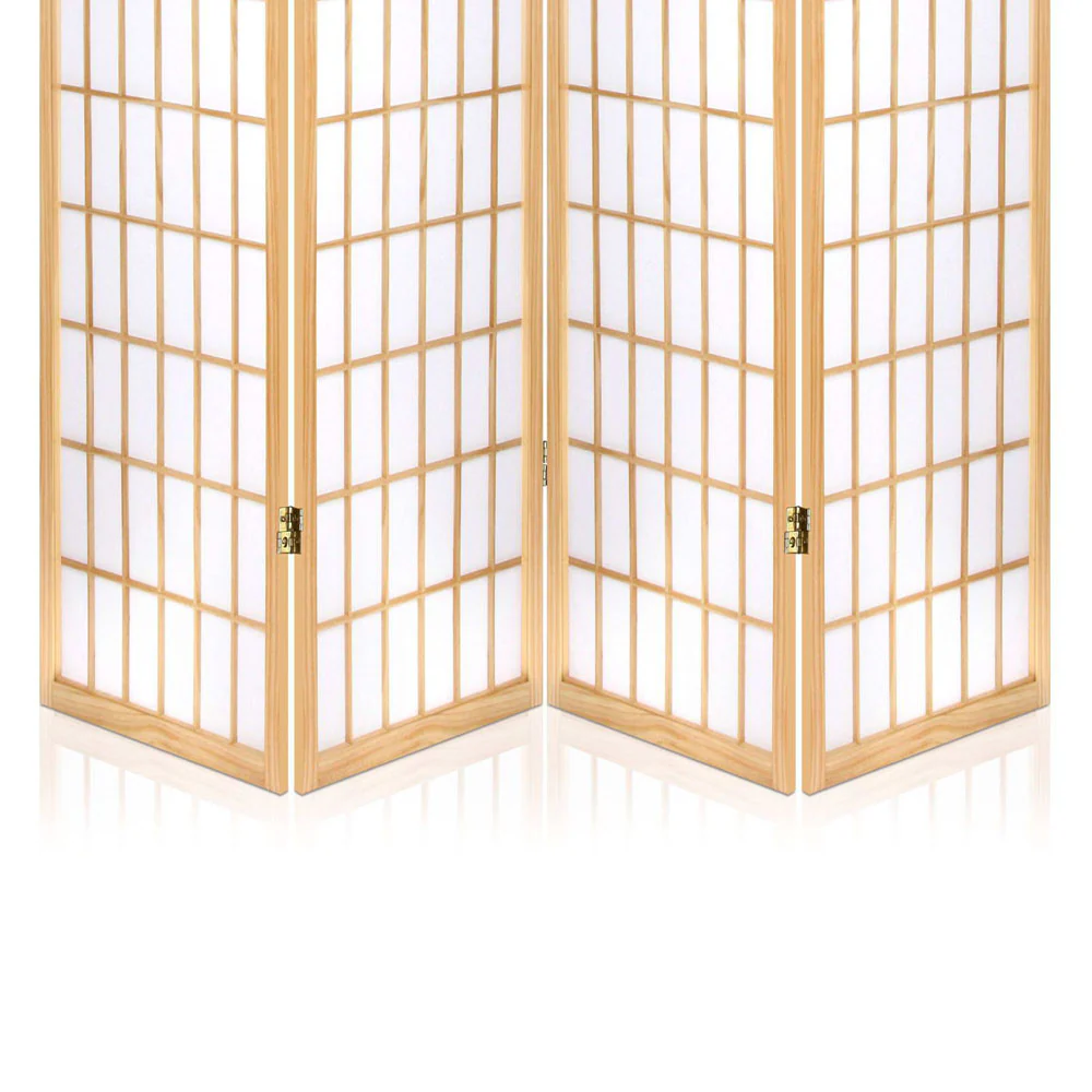 Artiss 4 Panel Room Divider Screen 174x179cm Natural - Image 7