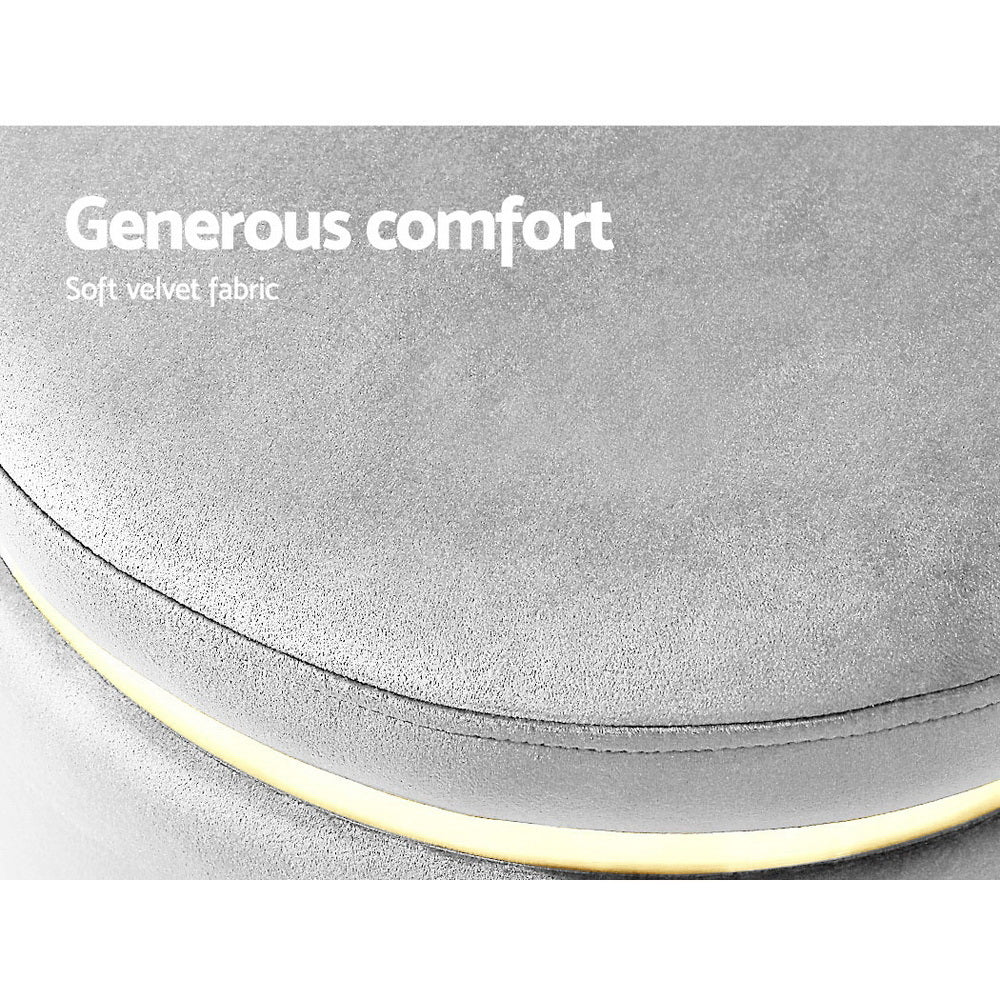 Artiss Ottoman Foot Stool Round Velvet Grey - Image 7