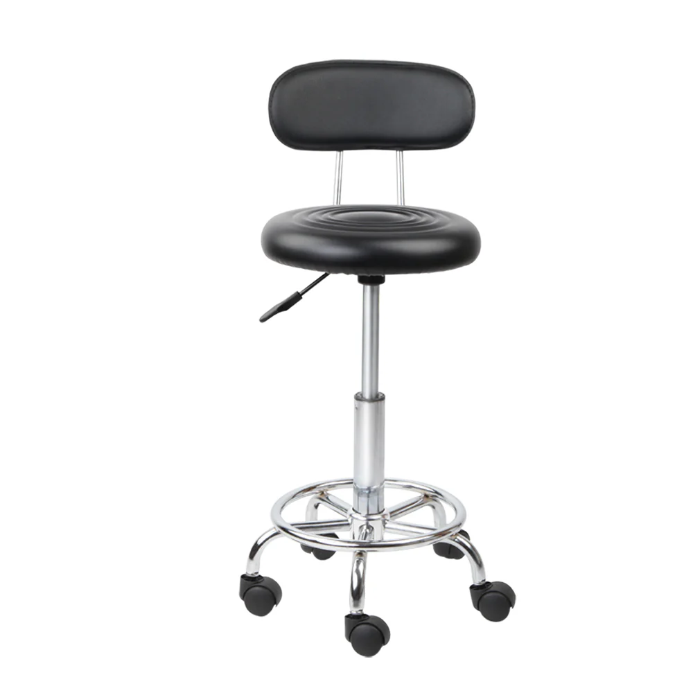 Artiss Salon Stool Swivel Chair Backrest Black - Image 3