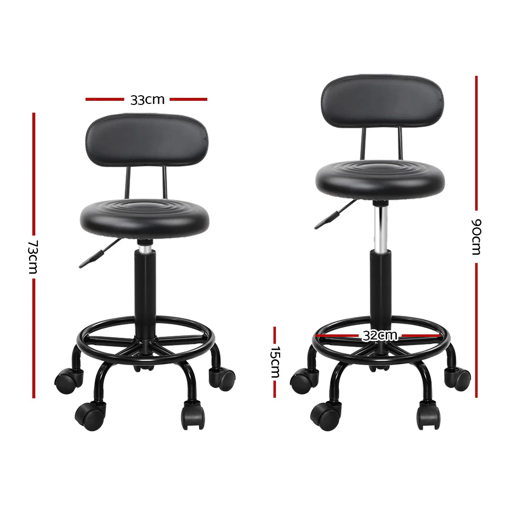 Artiss Salon Stool Swivel Chair Backrest - Image 2