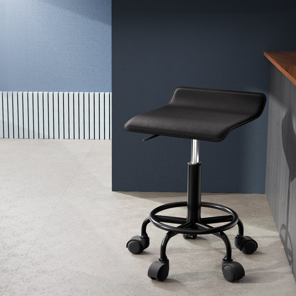 Artiss Salon Stool Square Swivel Chair Black - Image 5