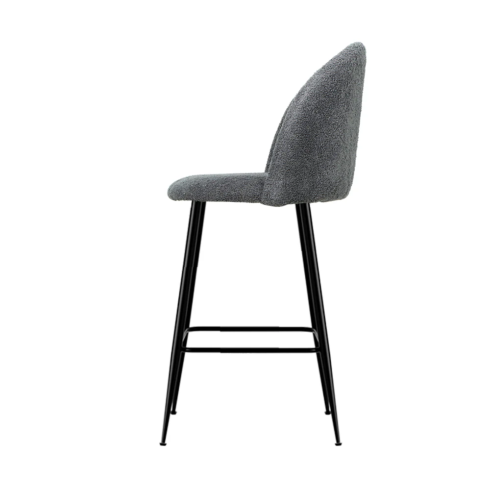 Artiss Bar Stools Kitchen Counter Barstools Sherpa Metal Chairs x2 - Image 4