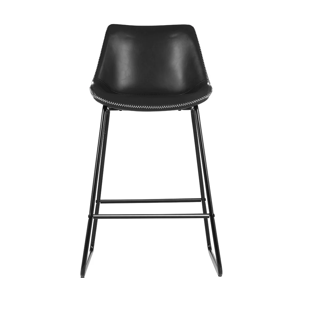 Artiss Bar Stools Kitchen Counter Barstools Leather Metal Chairs Black x2 - Image 3