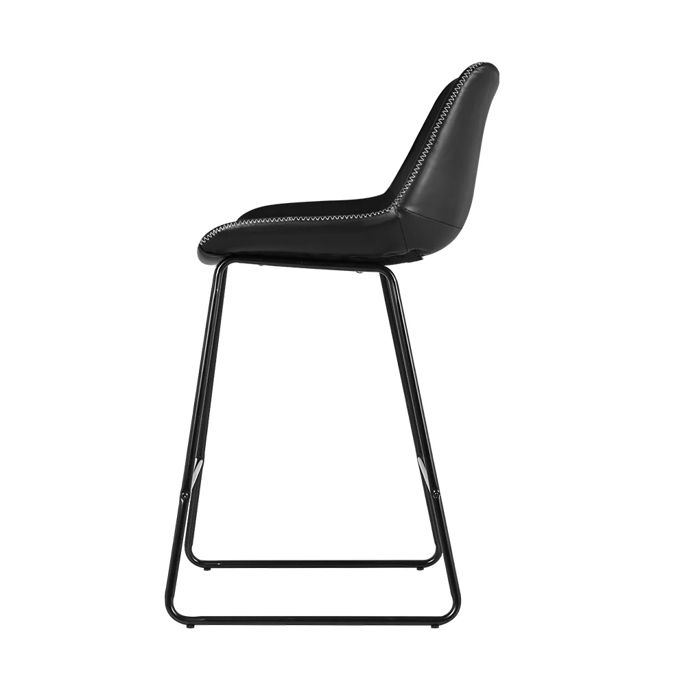 Artiss Bar Stools Kitchen Counter Barstools Leather Metal Chairs Black x2 - Image 4