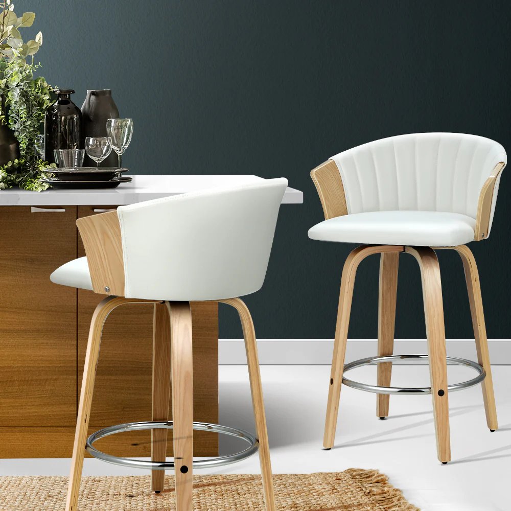 Artiss Bar Stools Kitchen Leather Barstools Swivel Counter Chairs x2 - Image 8