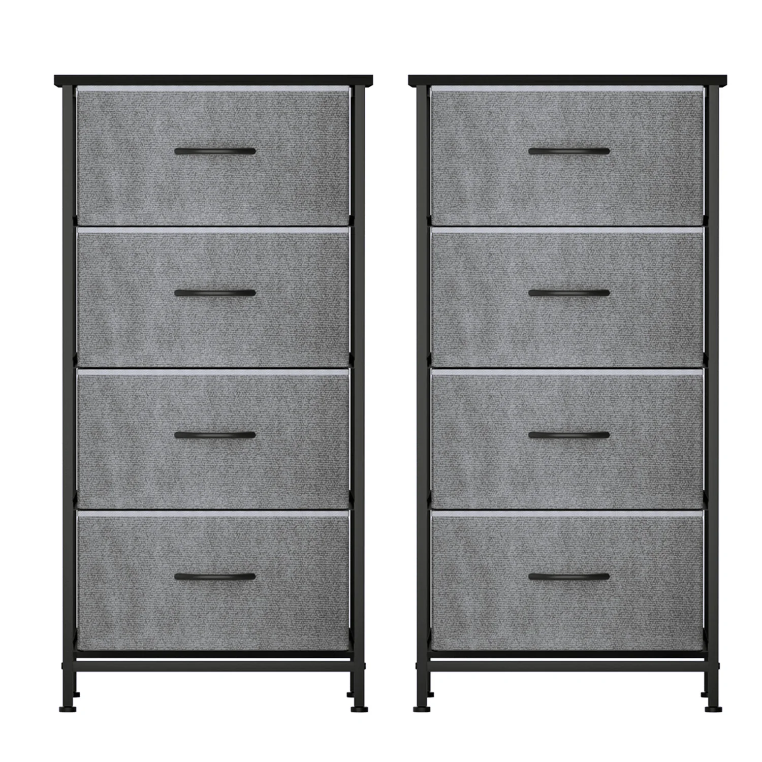 Artiss Set of 2 Chest of 4 Drawers Storage Dresser Tallboy Grey - Image 3