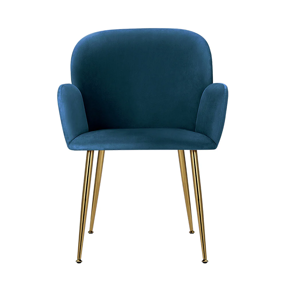 Artiss Dining Chairs Set of 2 Velvet Armchair Blue - Image 3