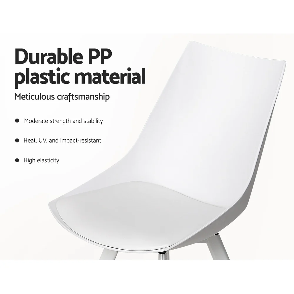 Artiss Dining Chairs Set of 2 PU Leather Plastic Metal White - Image 7