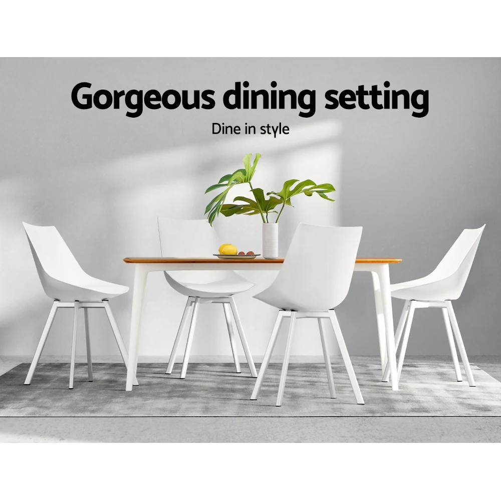 Artiss Dining Chairs Set of 2 PU Leather Plastic Metal White - Image 8
