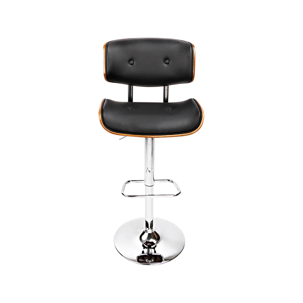 Artiss 2x Bar Stools Gas Lift Leather Black - Image 3