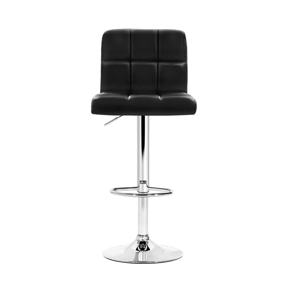 Artiss 4x Bar Stools Leather Gas Lift Black - Image 3
