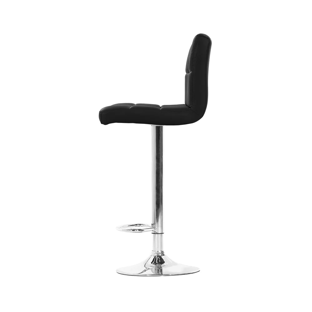 Artiss 4x Bar Stools Leather Gas Lift Black - Image 4