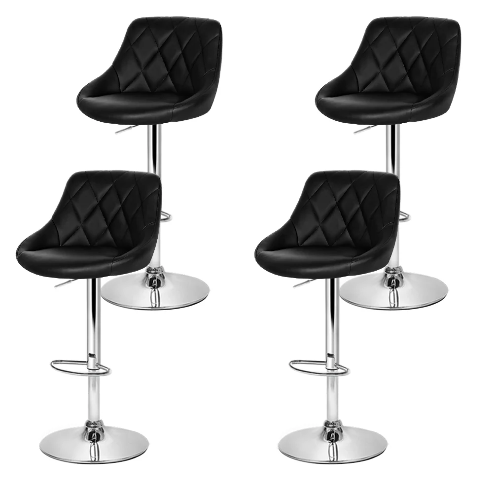Artiss 4x Bar Stools Leather Padded Gas Lift Black - Image 4