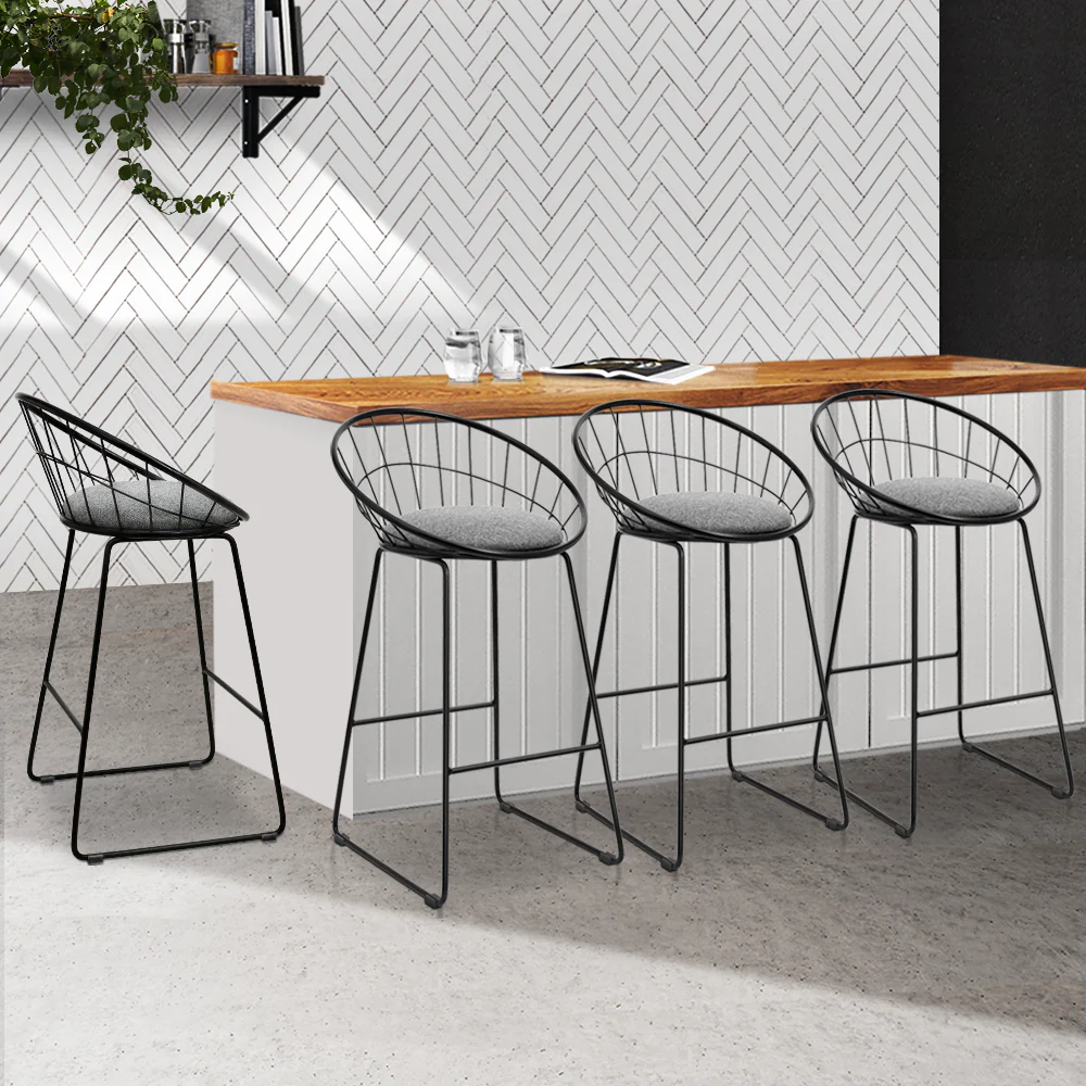 Artiss 4x Bar Stools Padded Seat Metal - Image 8