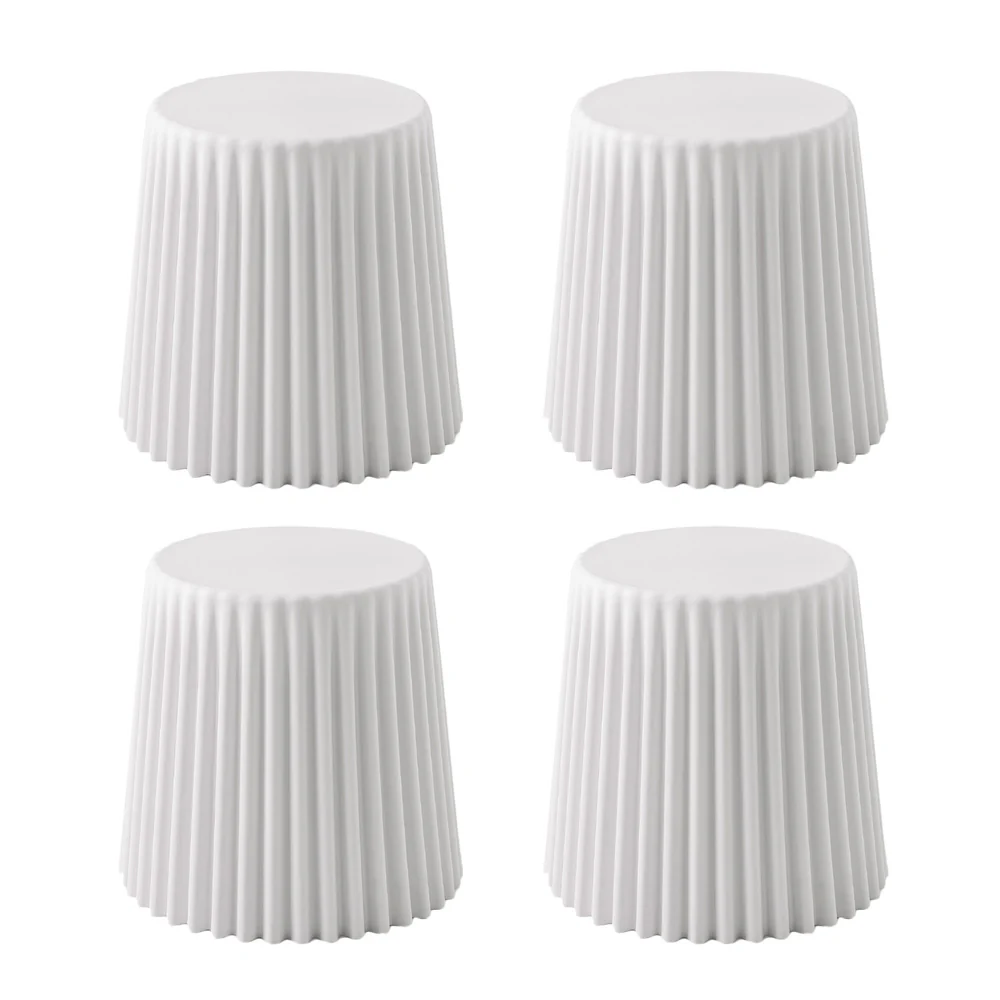 Artiss Set of 4 Cupcake Bar Stools Stackable Foot Stool White - Image 4